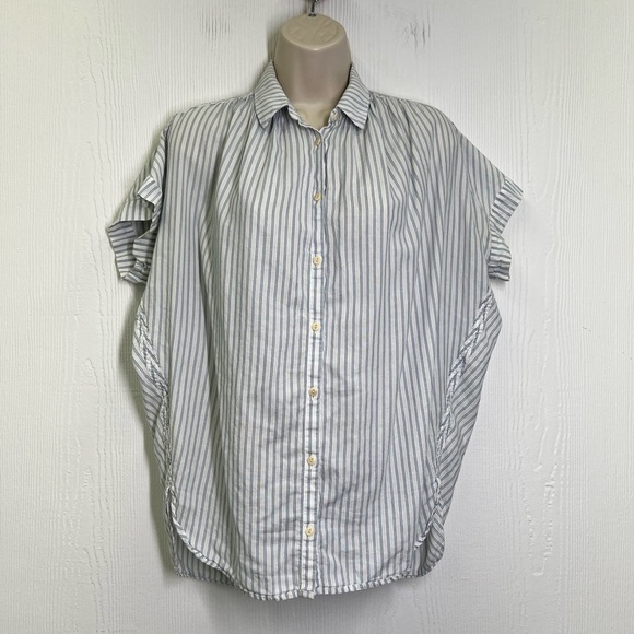 Madewell - Central Blue And White Erin Stripe Oversized Button Down Blouse XXS - Picture 6 of 15